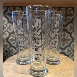 Beck's Beer 0.3 L Pilsner Footed Beer Glasses Set of 3 pcs- Collector’s EUC